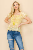 Floral print top with front slits and ties - Wear with style