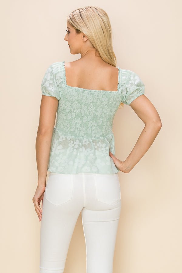 Floral print top with front slits and ties - Wear with style