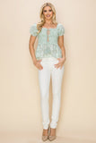 Floral print top with front slits and ties - Wear with style