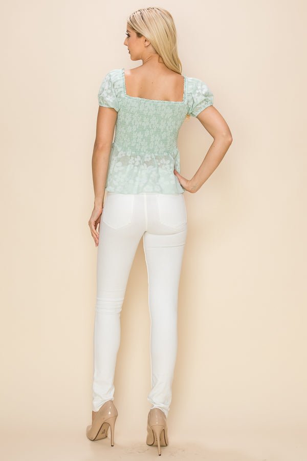 Floral print top with front slits and ties - Wear with style