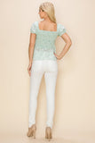 Floral print top with front slits and ties - Wear with style