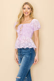 Floral print top with front slits and ties - Wear with style