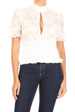 Floral short sleeve top with keyhole slit - Wear with style