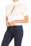 Floral short sleeve top with keyhole slit - Wear with style