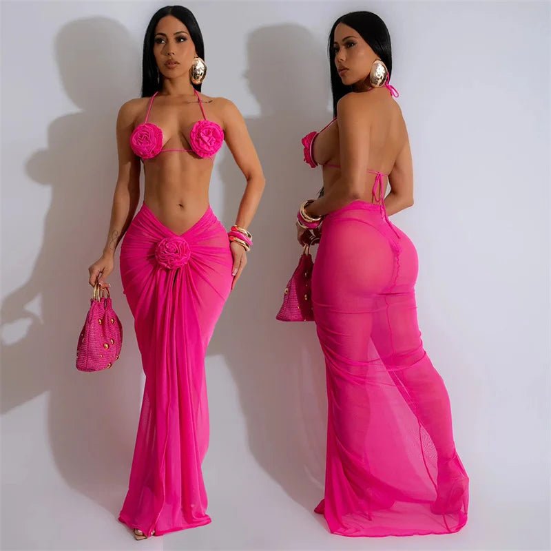 Flower pop three piece swimsuit - Wear with style