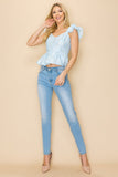 Flutter sleeve floral jacquard top - Wear with style