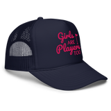 Girls Are Players, Too Embroidered Golf Trucker Hat