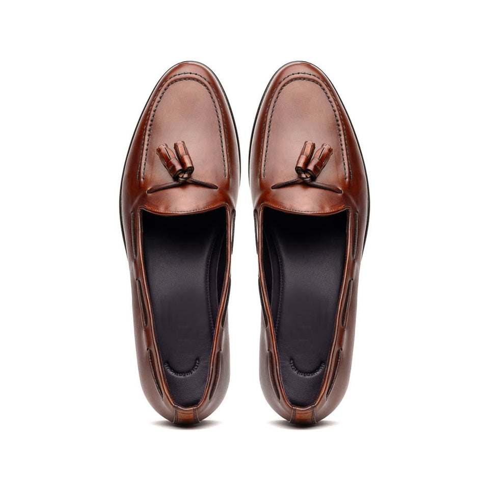 15-586-CGN FRANCO Italian Calfskin Tassel Loafer Cognac