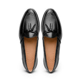 14-580-BLK FRANCO Teju Lizard Tassel Loafer, Black