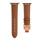 Genuine Leather Butterfly Clasp Band for Apple Watch,Rose Gold - Wear with style
