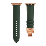 Genuine Leather Butterfly Clasp Band for Apple Watch,Rose Gold - Wear with style