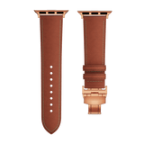 Genuine Leather Butterfly Clasp Band for Apple Watch,Rose Gold - Wear with style