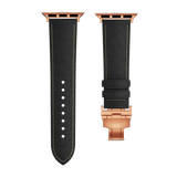 Genuine Leather Butterfly Clasp Band for Apple Watch,Rose Gold - Wear with style