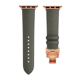 Genuine Leather Butterfly Clasp Band for Apple Watch,Rose Gold - Wear with style