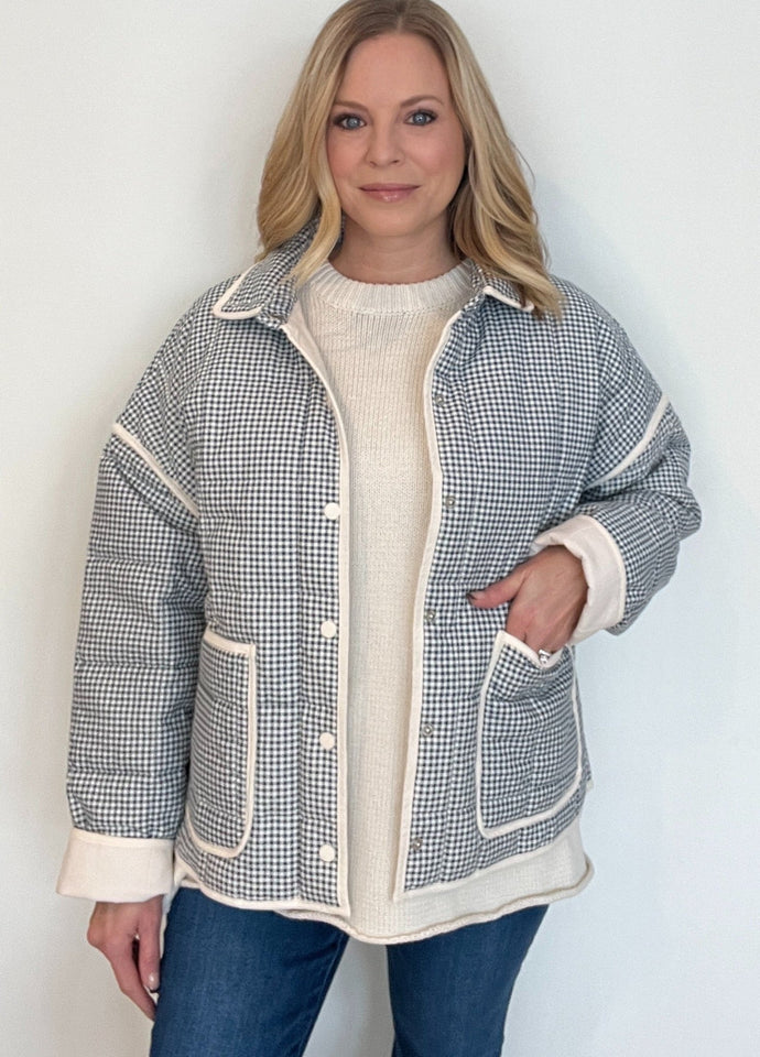 Gingham Jacket-Blue/Cream - Wear with style