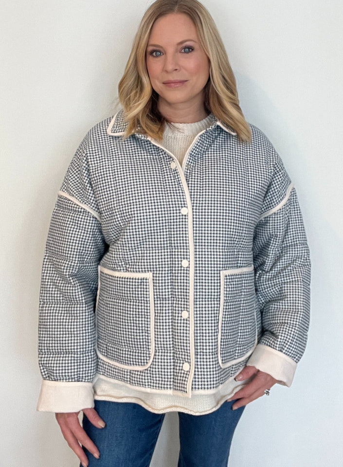 Gingham Jacket-Blue/Cream - Wear with style