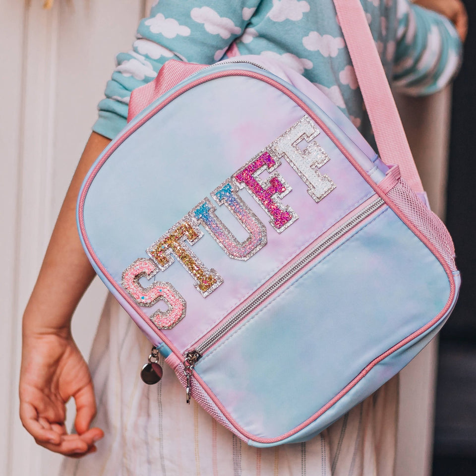 Girls Backpack with Glitter Varsity Letters - Mini Tie Dye - Wear with style