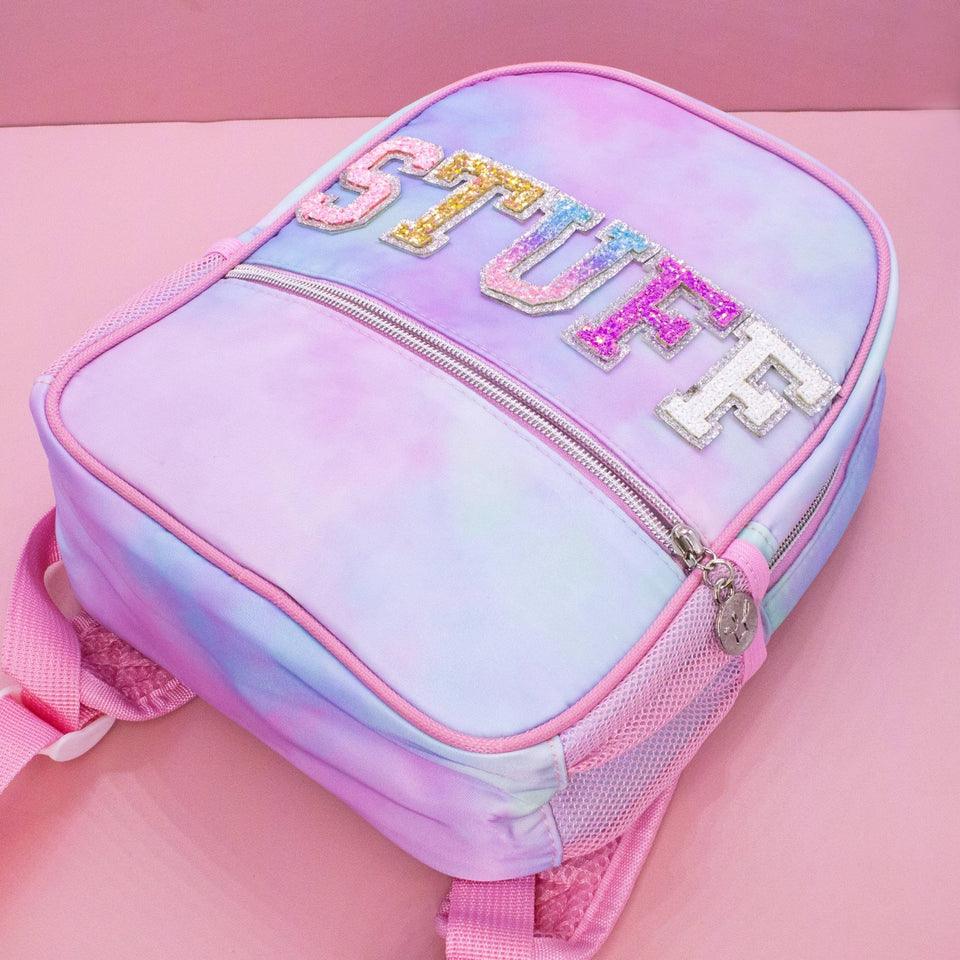 Girls Backpack with Glitter Varsity Letters - Mini Tie Dye - Wear with style