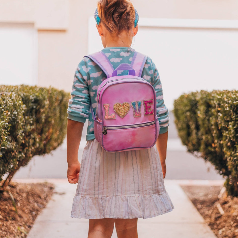 Girls Backpack with Glitter Varsity Letters - Mini Tie Dye - Wear with style