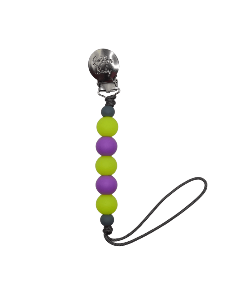 Glow in the Dark Pacifier Clip // Yellow & Purple - Wear with style