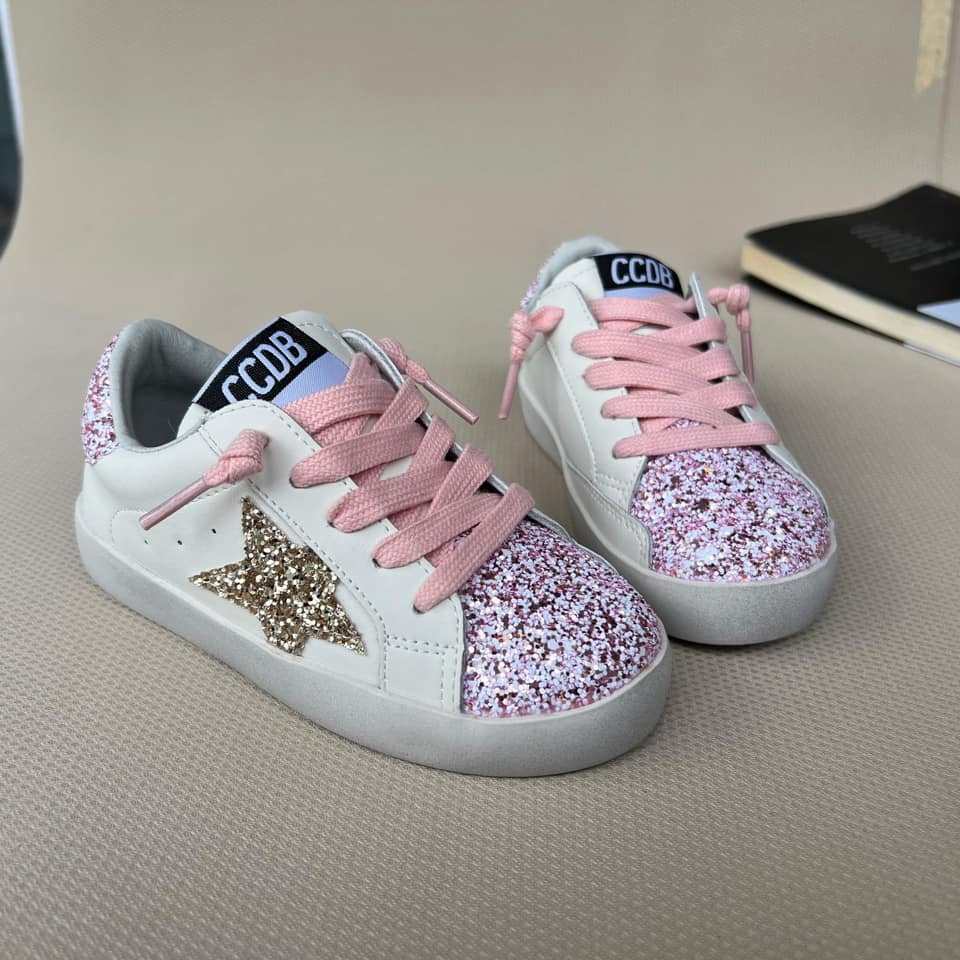 Gold Glitter Star Pink Glitter Accent and Lace - Wear with style