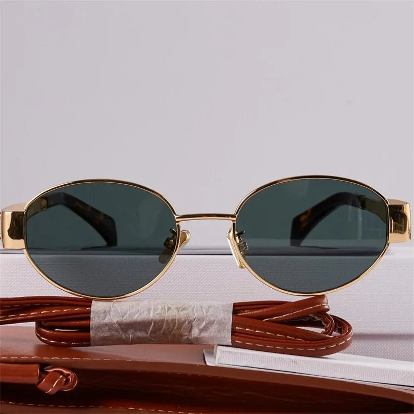Gold Metal Frame Oval Small Sunglasses - Wear with style