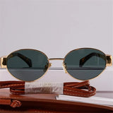 Gold Metal Frame Oval Small Sunglasses - Wear with style