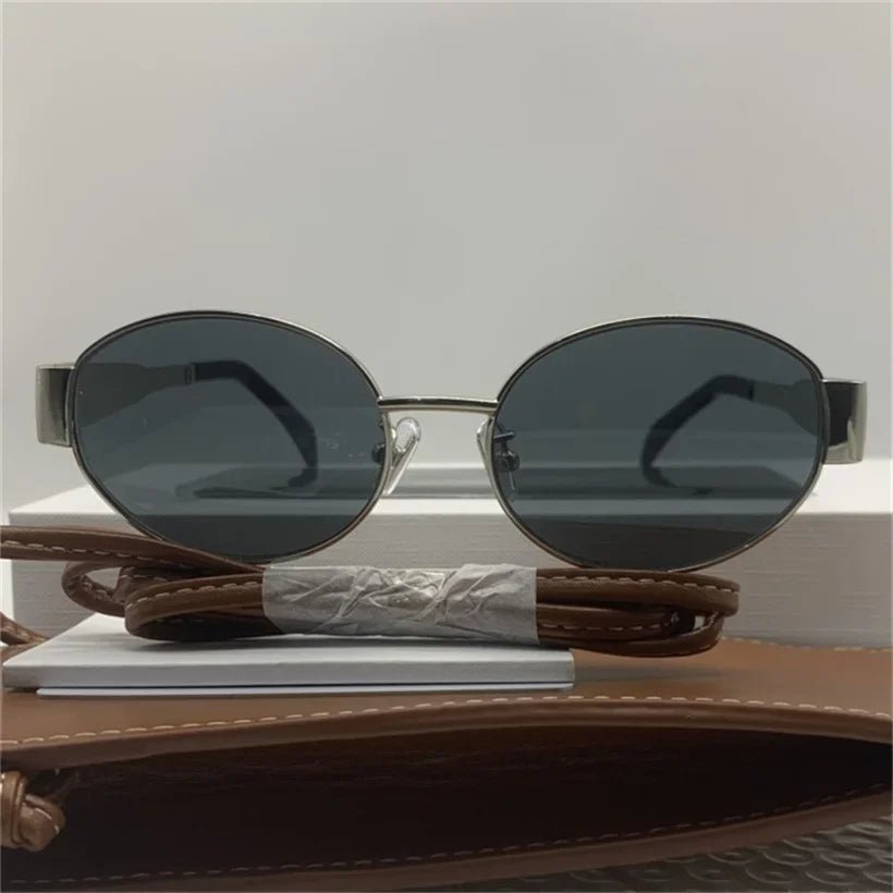 Gold Metal Frame Oval Small Sunglasses - Wear with style