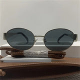 Gold Metal Frame Oval Small Sunglasses - Wear with style