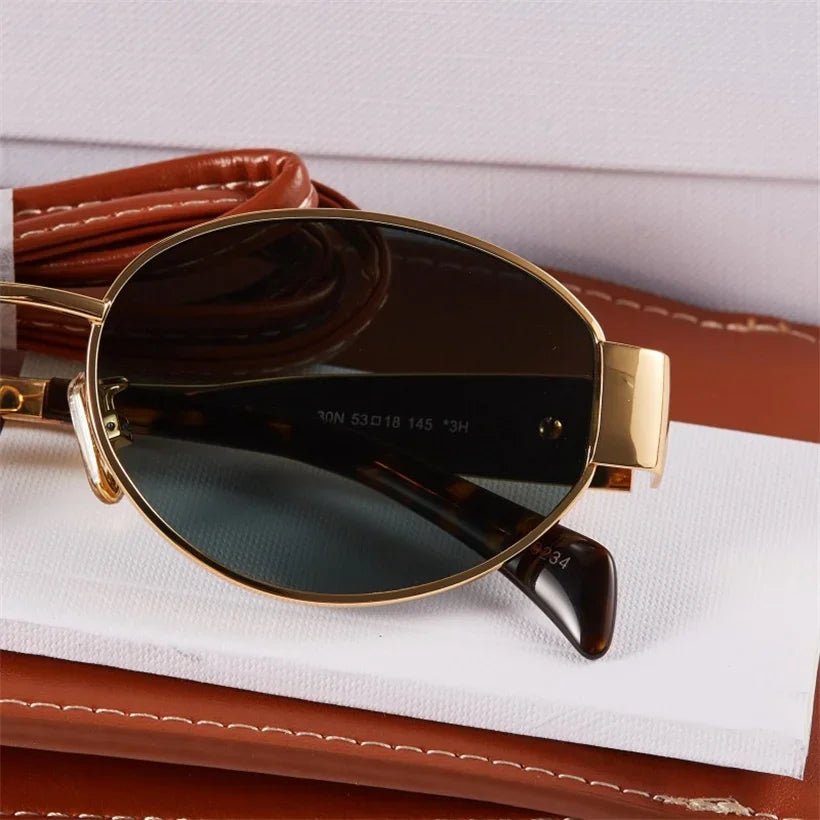 Gold Metal Frame Oval Small Sunglasses - Wear with style