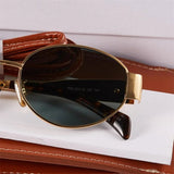 Gold Metal Frame Oval Small Sunglasses - Wear with style