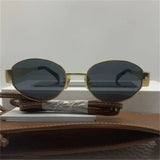 Gold Metal Frame Oval Small Sunglasses - Wear with style