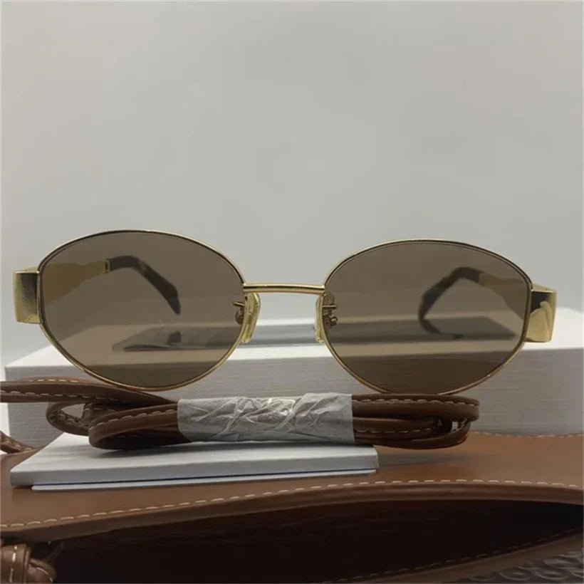 Gold Metal Frame Oval Small Sunglasses - Wear with style