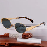 Gold Metal Frame Oval Small Sunglasses - Wear with style