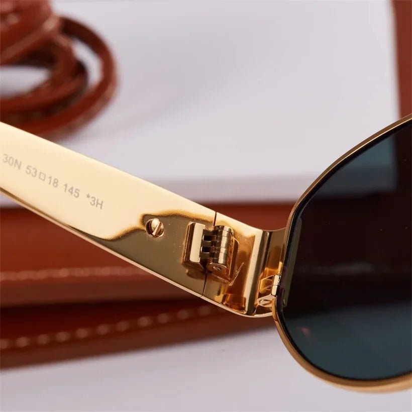 Gold Metal Frame Oval Small Sunglasses - Wear with style