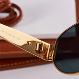 Gold Metal Frame Oval Small Sunglasses - Wear with style