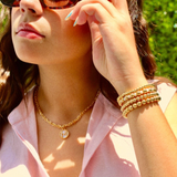 Gold Mother of Pearl Initial Letter Necklace - Wear with style