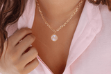 Gold Mother of Pearl Initial Letter Necklace - Wear with style