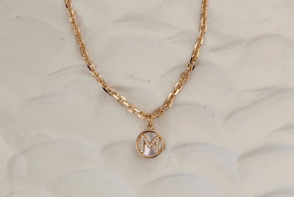 Gold Mother of Pearl Initial Letter Necklace - Wear with style