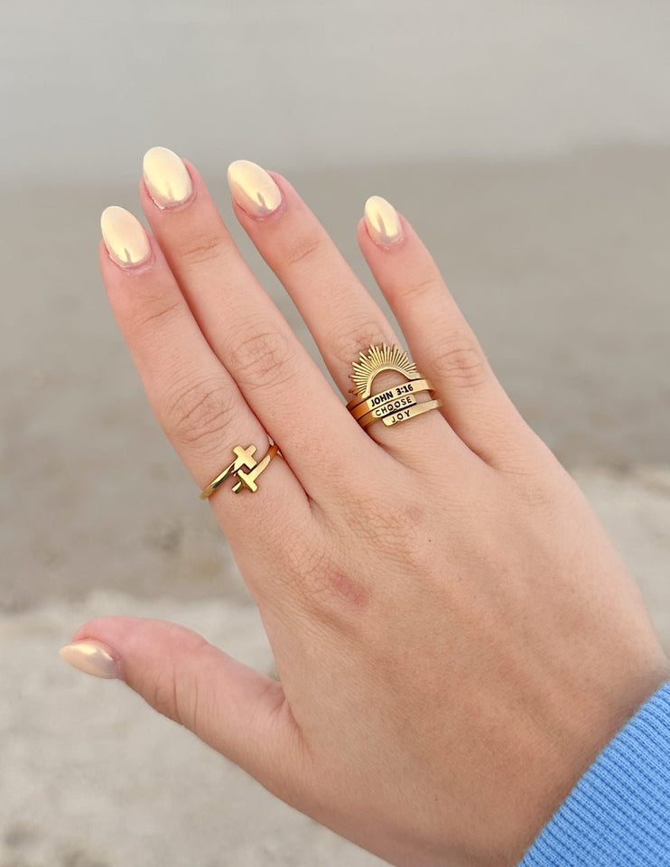 Gold Wrapped Cross Ring - Wear with style