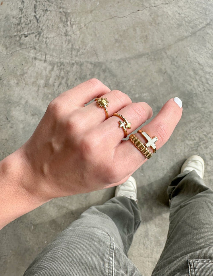 Gold Wrapped Cross Ring - Wear with style
