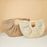 Half Moon Design Basket Beach Straw Bag - Wear with style