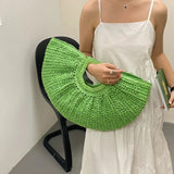 Half Moon Design Basket Beach Straw Bag - Wear with style