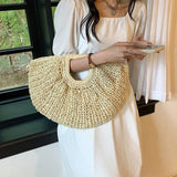 Half Moon Design Basket Beach Straw Bag - Wear with style
