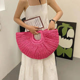 Half Moon Design Basket Beach Straw Bag - Wear with style