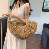 Half Moon Design Basket Beach Straw Bag - Wear with style