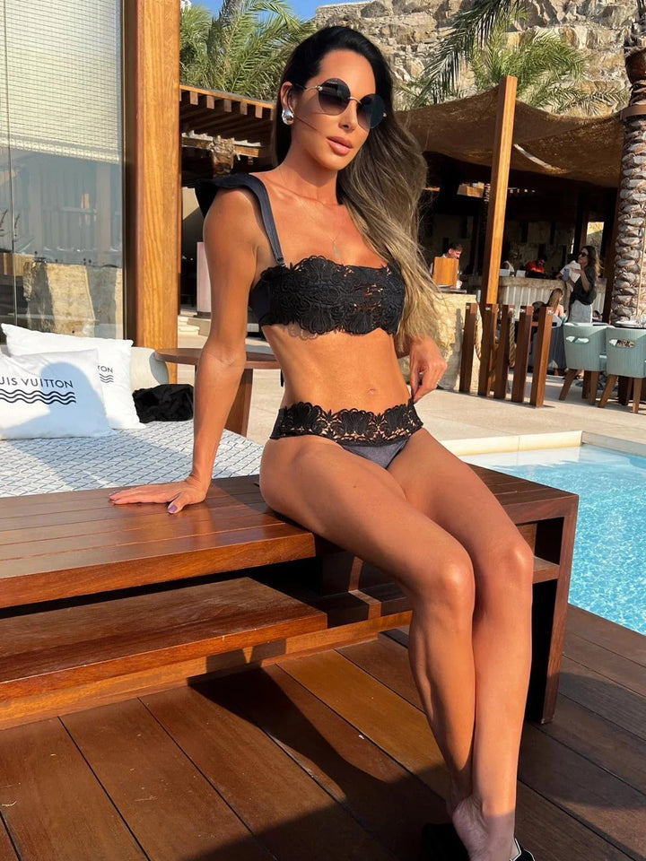 Halle Black Lace Three Piece swimsuit - Wear with style