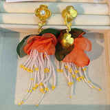 Handmade Cotton Long Tassel Earrings - Wear with style