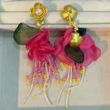 Handmade Cotton Long Tassel Earrings - Wear with style