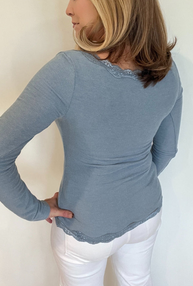 Harbor Lace Top-Chambray - Wear with style